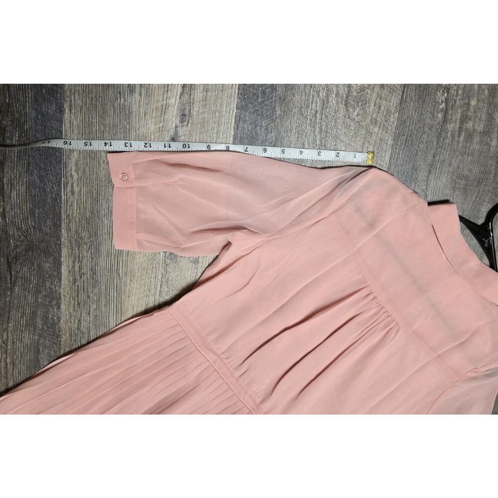 WLDRSD Pink Pleated Chiffon Midi Dress Small NWT Sheer Pastel Button Up - Picture 6 of 6